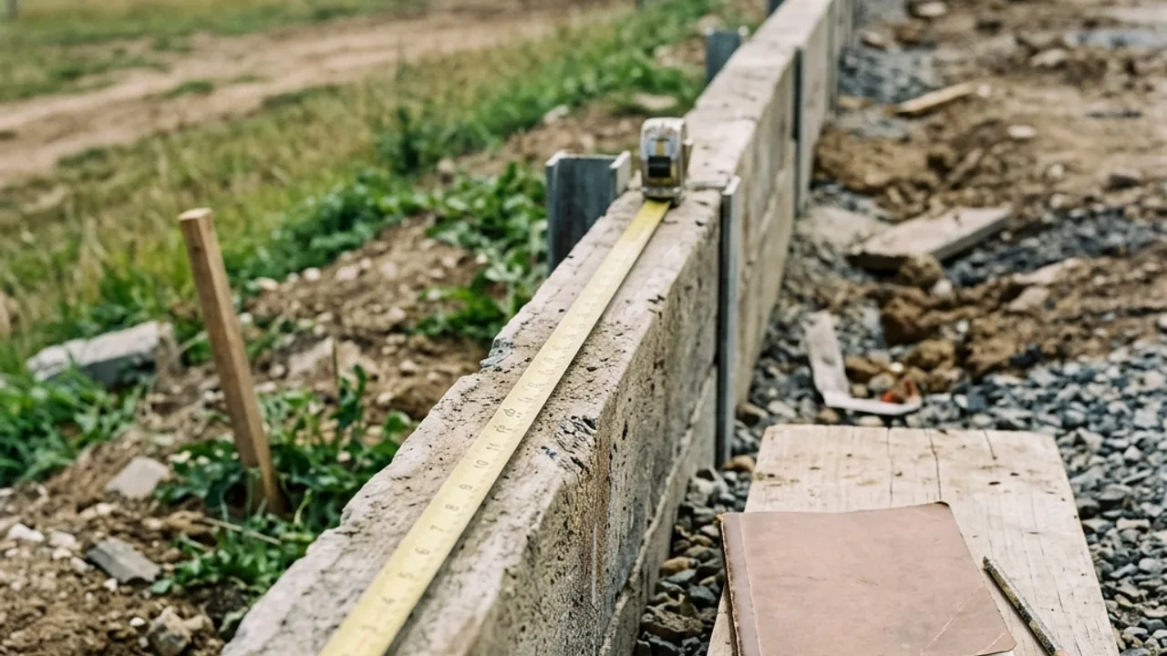 Retaining wall plans and measuring tools